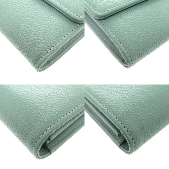 CHANEL Green Caviar Leather Logo Wallet - Picture 4 of 9